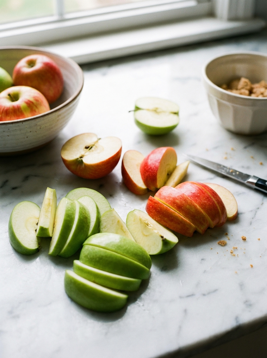 Fresh red apples on marble